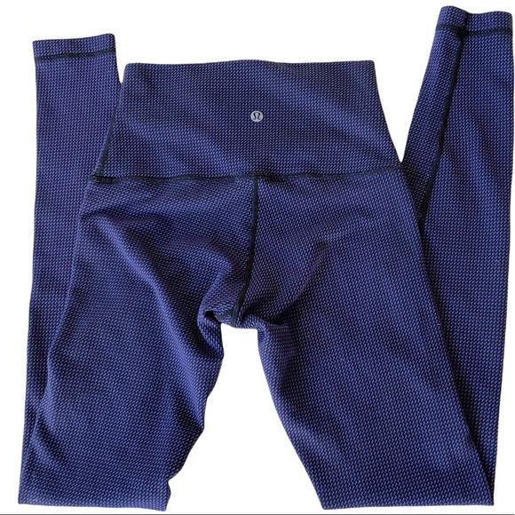Lululemon Wunder Under Luon Hi-Rise Pant in Teeny Check Black Cerulean B… - Picture 3 of 7